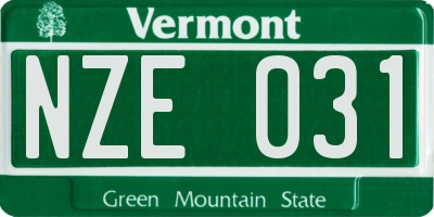 VT license plate NZE031