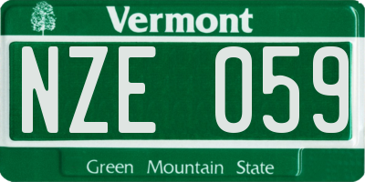 VT license plate NZE059