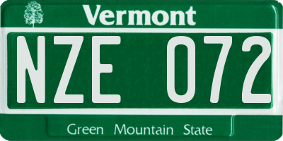 VT license plate NZE072