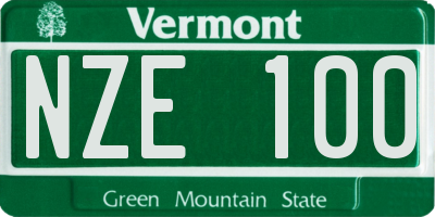 VT license plate NZE100