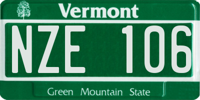 VT license plate NZE106