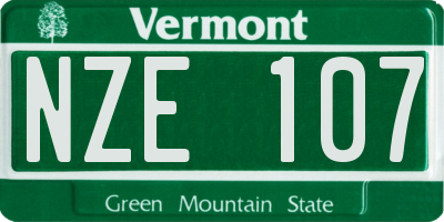 VT license plate NZE107