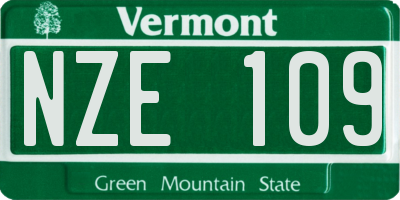 VT license plate NZE109