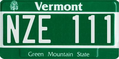 VT license plate NZE111