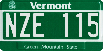 VT license plate NZE115