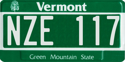 VT license plate NZE117