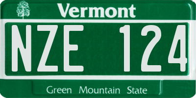 VT license plate NZE124