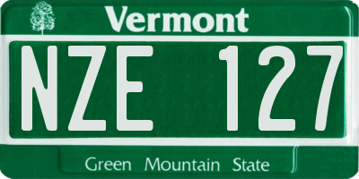 VT license plate NZE127