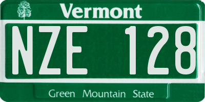 VT license plate NZE128