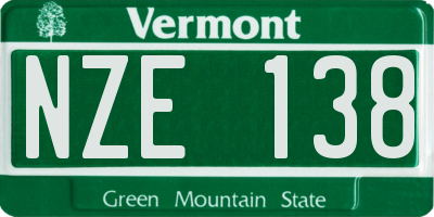 VT license plate NZE138