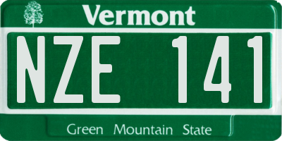 VT license plate NZE141