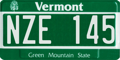 VT license plate NZE145