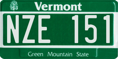 VT license plate NZE151
