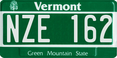 VT license plate NZE162