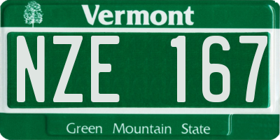 VT license plate NZE167
