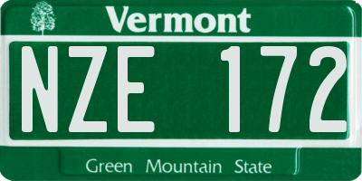 VT license plate NZE172