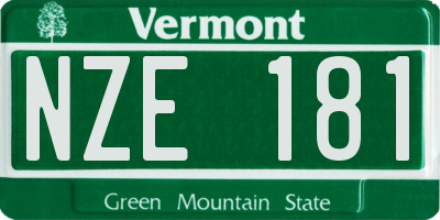 VT license plate NZE181