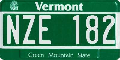 VT license plate NZE182