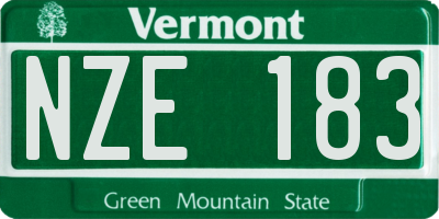 VT license plate NZE183