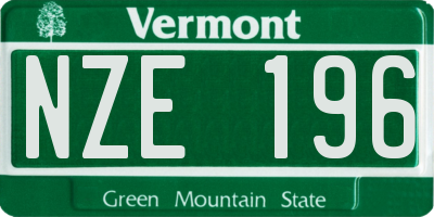 VT license plate NZE196
