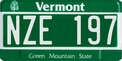 VT license plate NZE197