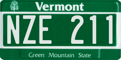 VT license plate NZE211