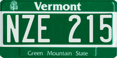 VT license plate NZE215