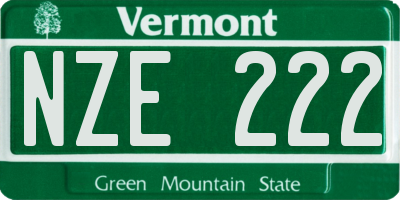 VT license plate NZE222