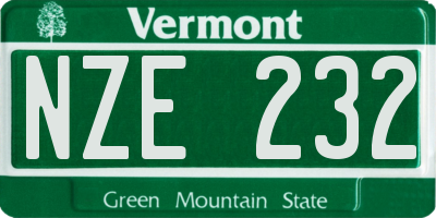 VT license plate NZE232