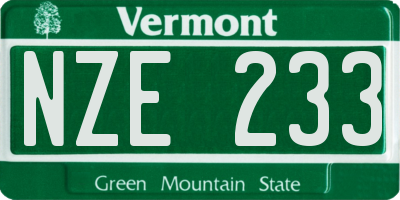 VT license plate NZE233