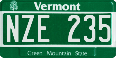 VT license plate NZE235