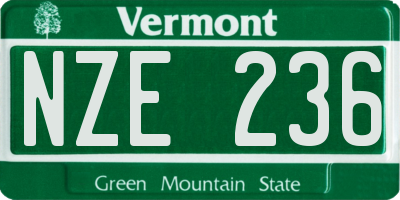VT license plate NZE236