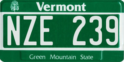 VT license plate NZE239