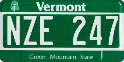 VT license plate NZE247