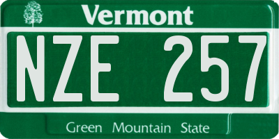 VT license plate NZE257