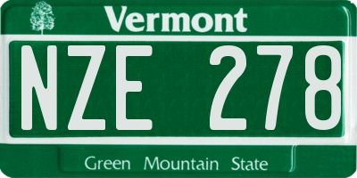VT license plate NZE278