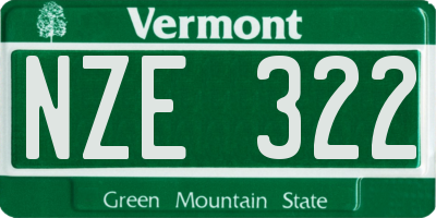 VT license plate NZE322