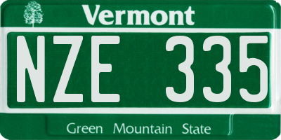 VT license plate NZE335