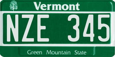 VT license plate NZE345