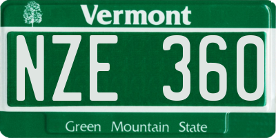 VT license plate NZE360