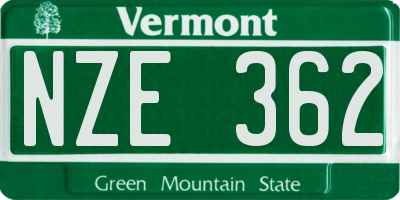 VT license plate NZE362