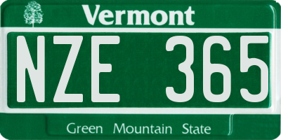VT license plate NZE365