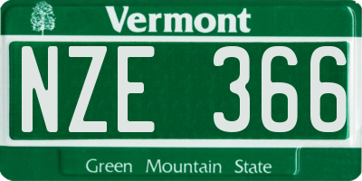 VT license plate NZE366