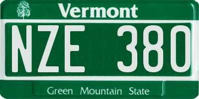 VT license plate NZE380