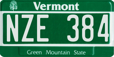 VT license plate NZE384