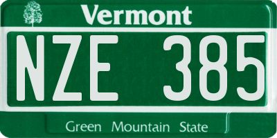 VT license plate NZE385
