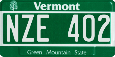 VT license plate NZE402