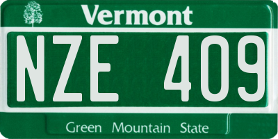 VT license plate NZE409
