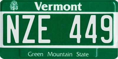 VT license plate NZE449