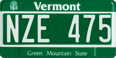 VT license plate NZE475